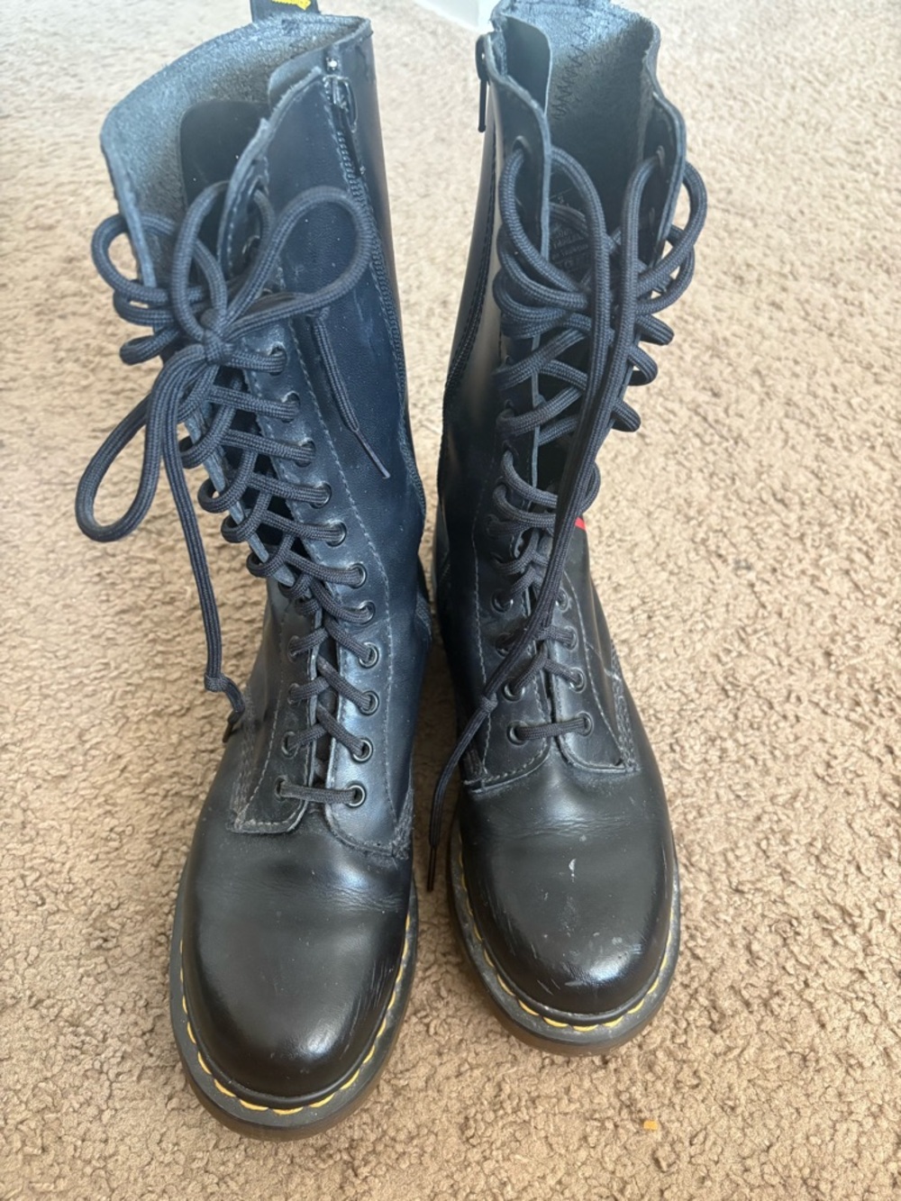 Dr. Martens Tall Combat Boots with Pinup Girl Design, women’s 8, some damage - Picture 3 of 6